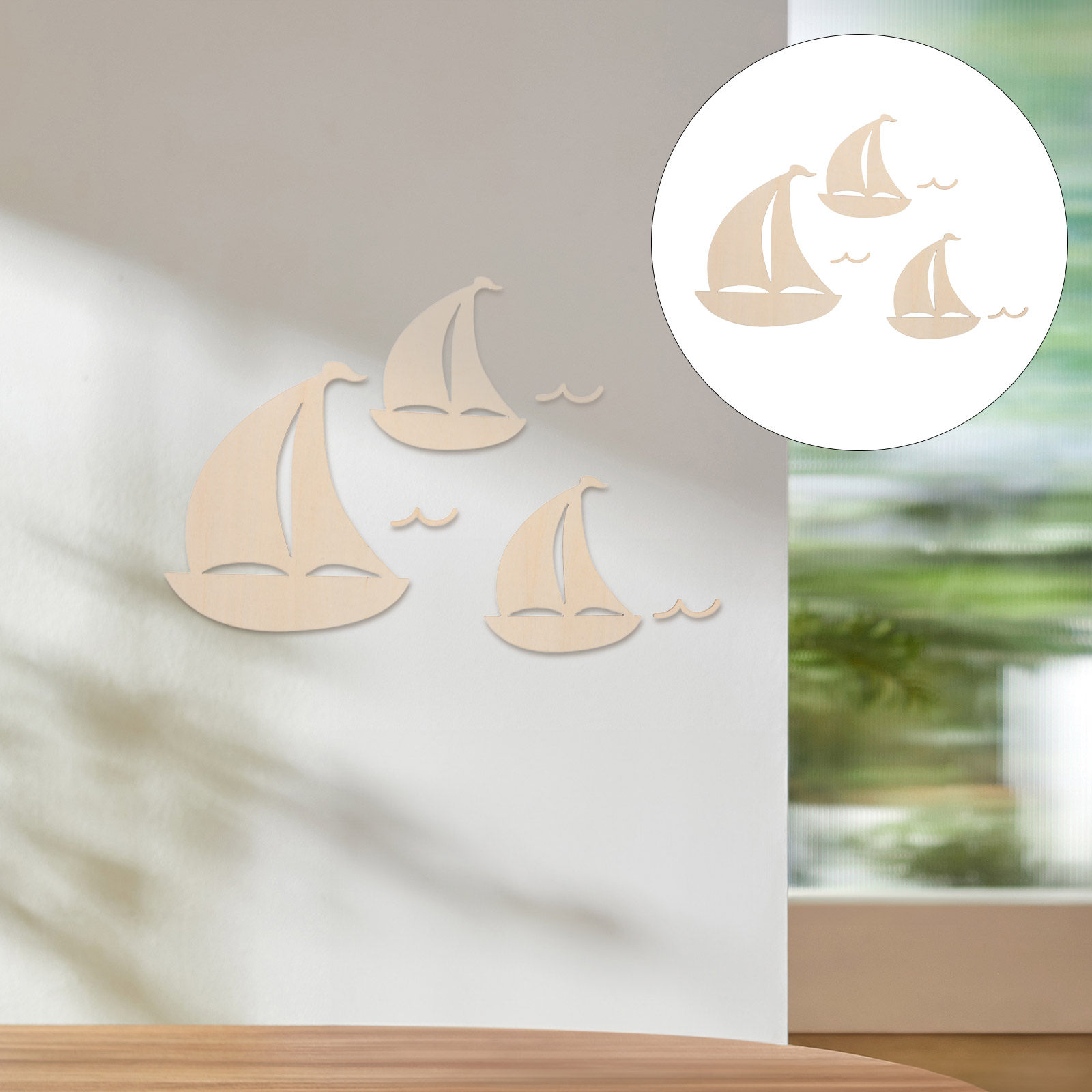 Art And Craft For Nursery - 6 stuks houten zeilbootdecoratie voor de