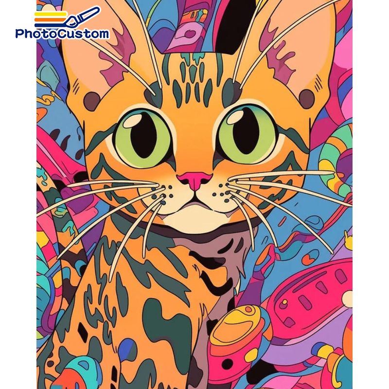 Art Craft Easy Ideas - PhotoCustom Ginger Cat Schilderen op Nummer