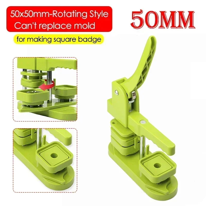 Art Craft Magnet - 50mm Groene Draaibare Vierkante Badgeknopmaker voor