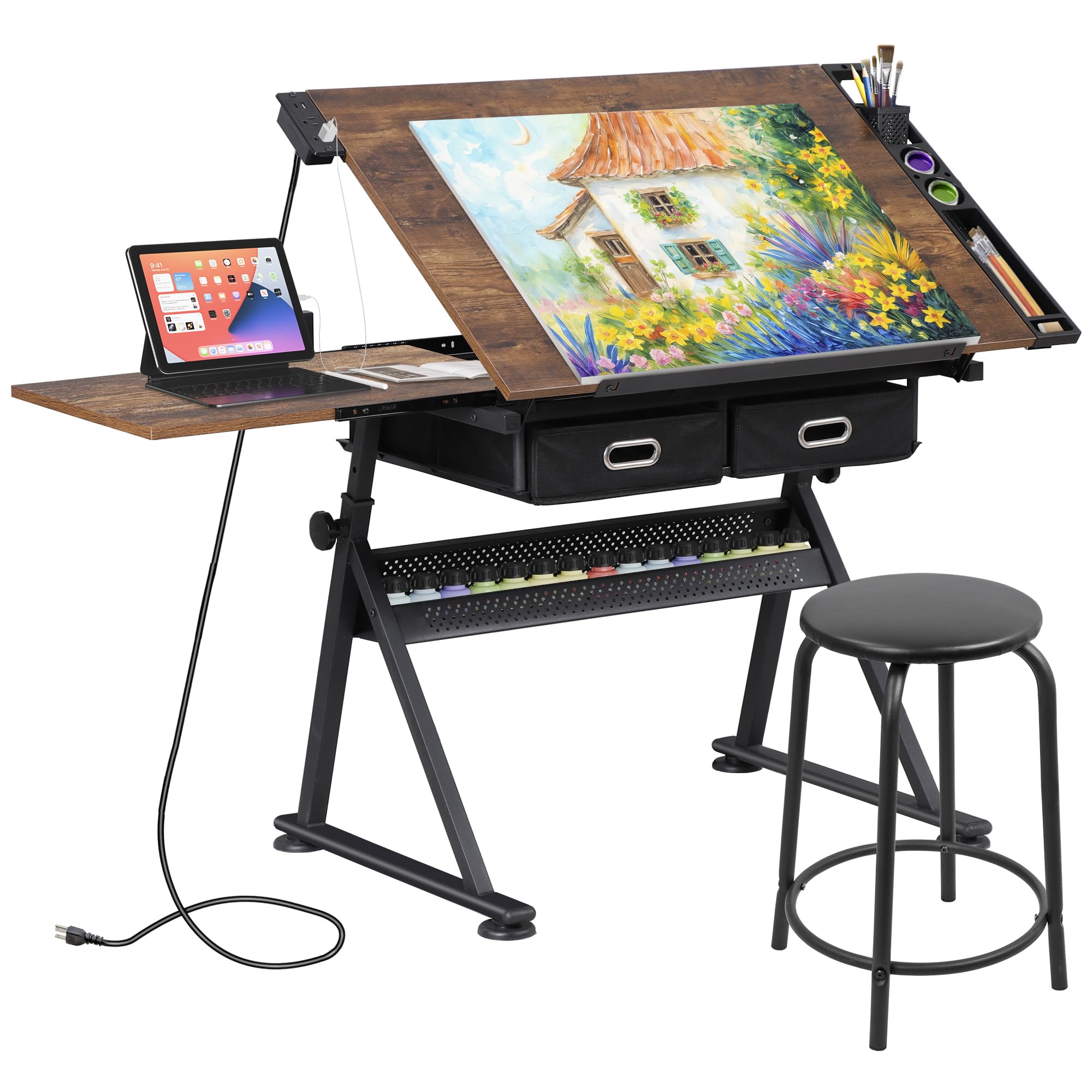 Art Craft & Architecture - Verstelbare tekentafel met kruk, kantelbare tekentafel