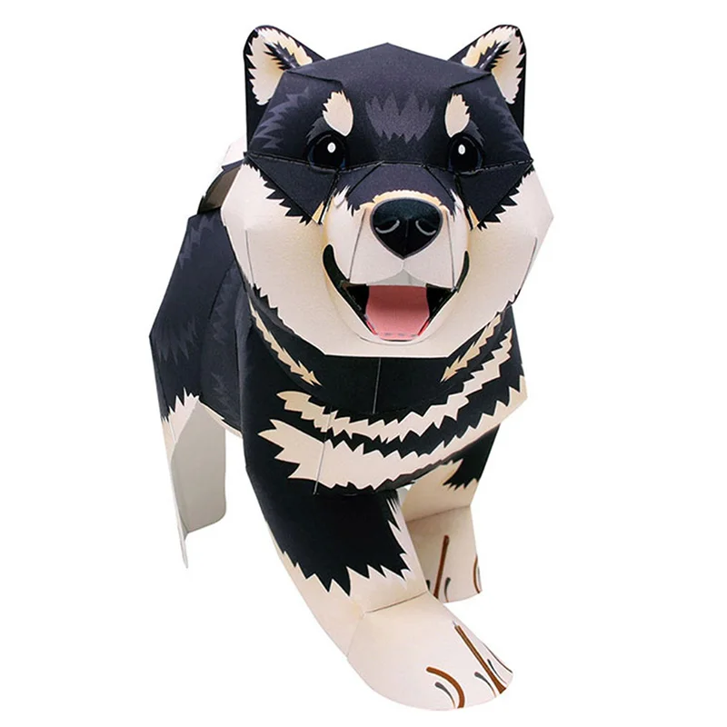 Art Craft Cardboard - Zwarte Shiba Inu Hond Handgemaakte Origami