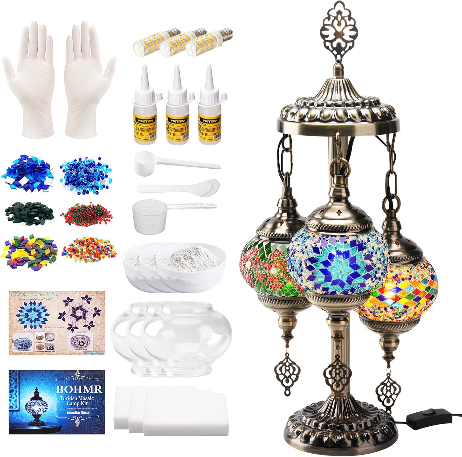 Art Craft & Architecture - DIY 3-delige Turkse mozaïeklampset, 23 inch