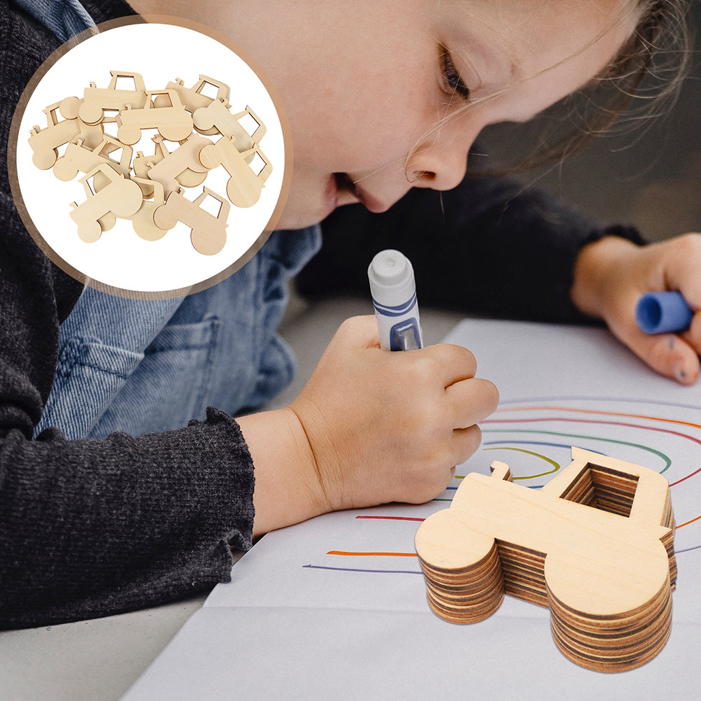 Art Craft Activities For Preschoolers - 40 stuks houten tractor DIY knutseluitstekers,