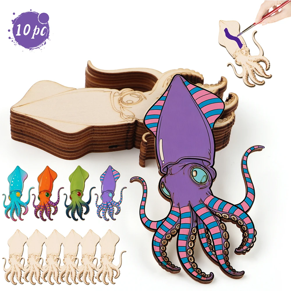 Art Craft & Architecture - 10 stks/set Onvoltooide Houten Ambachtelijke Octopus