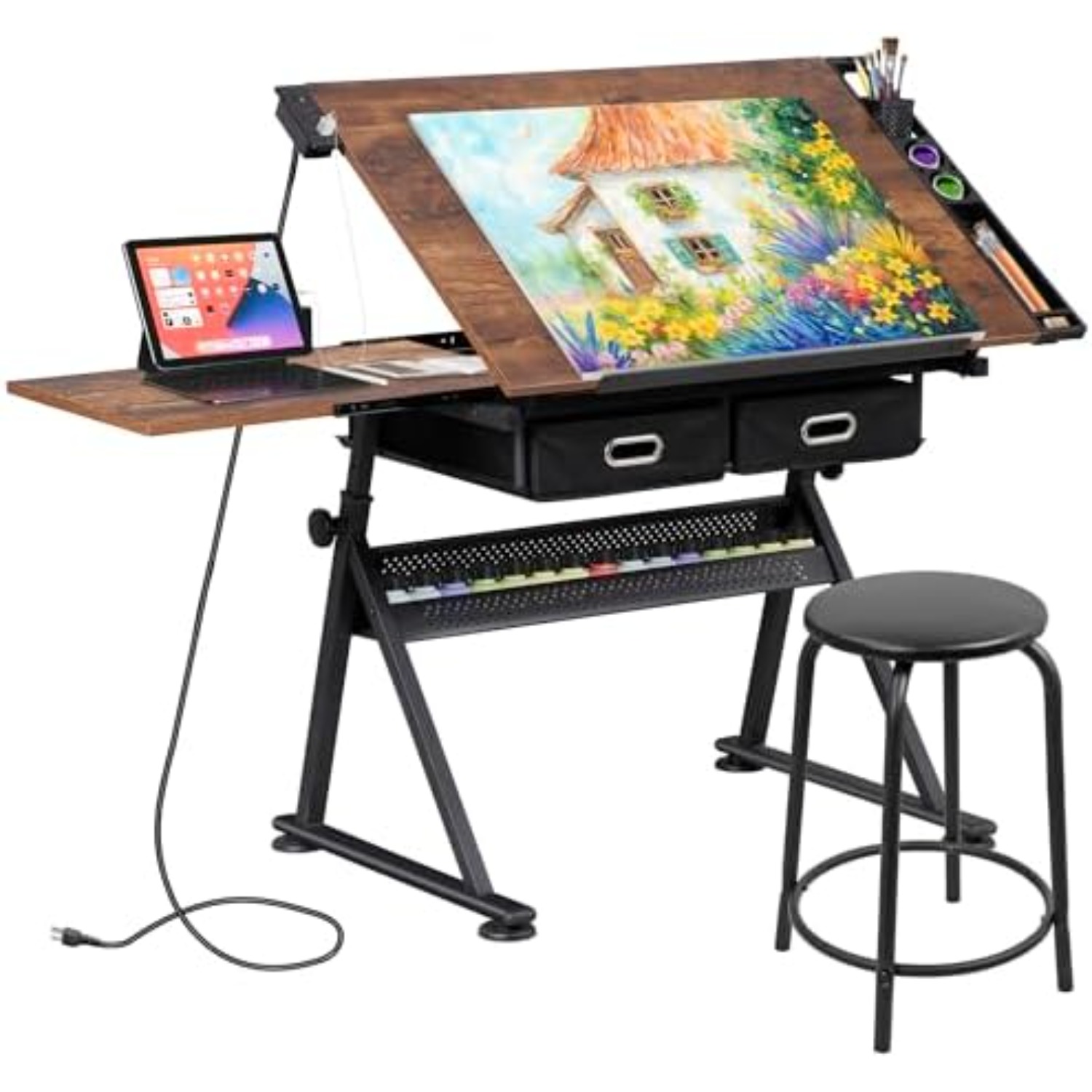 Art Craft & Architecture - Verstelbare tekentafel met kruk, kantelbare tekentafel