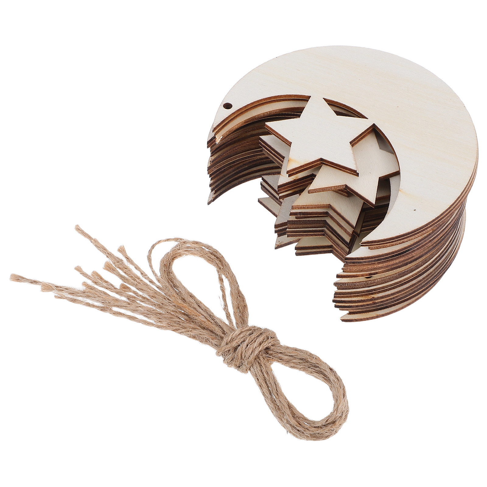 Art And Craft For Nursery - 20 stuks onafgewerkte houten maan- en