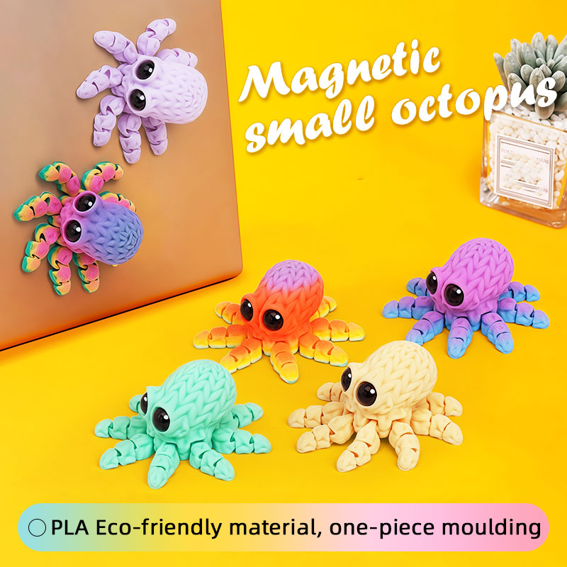 Art Craft Magnet - Schattige 3D-geprinte octopus koelkastmagneet met beweegbare