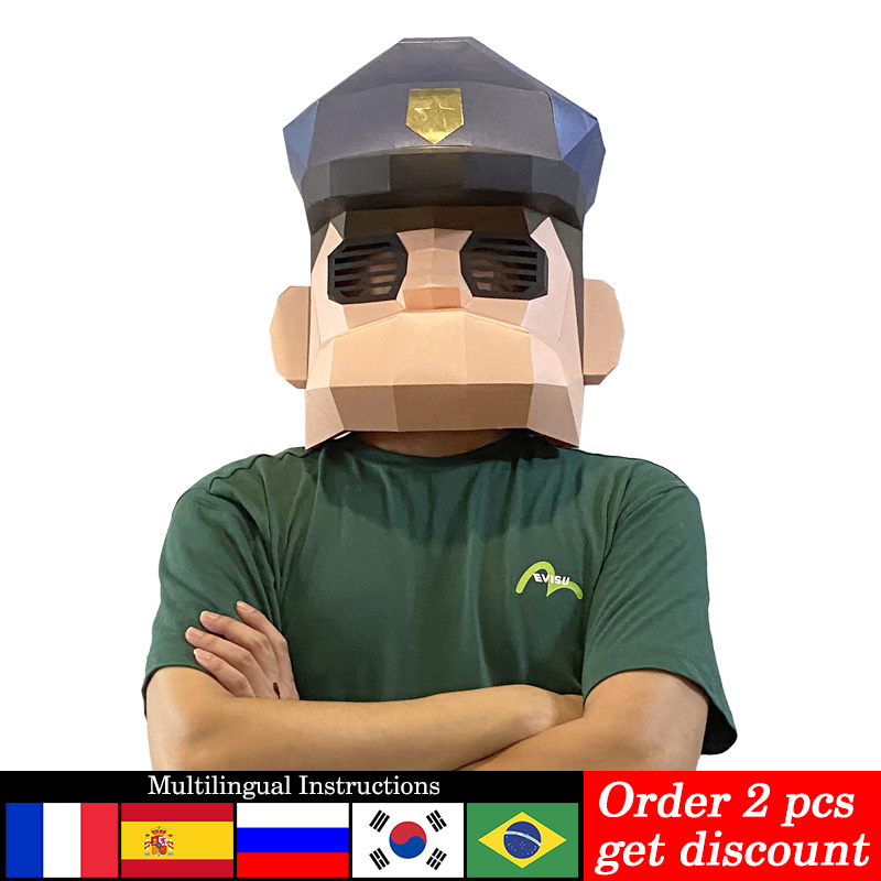 Art Craft Cardboard - Cartoon Politie Masker Papier Model, Kleine