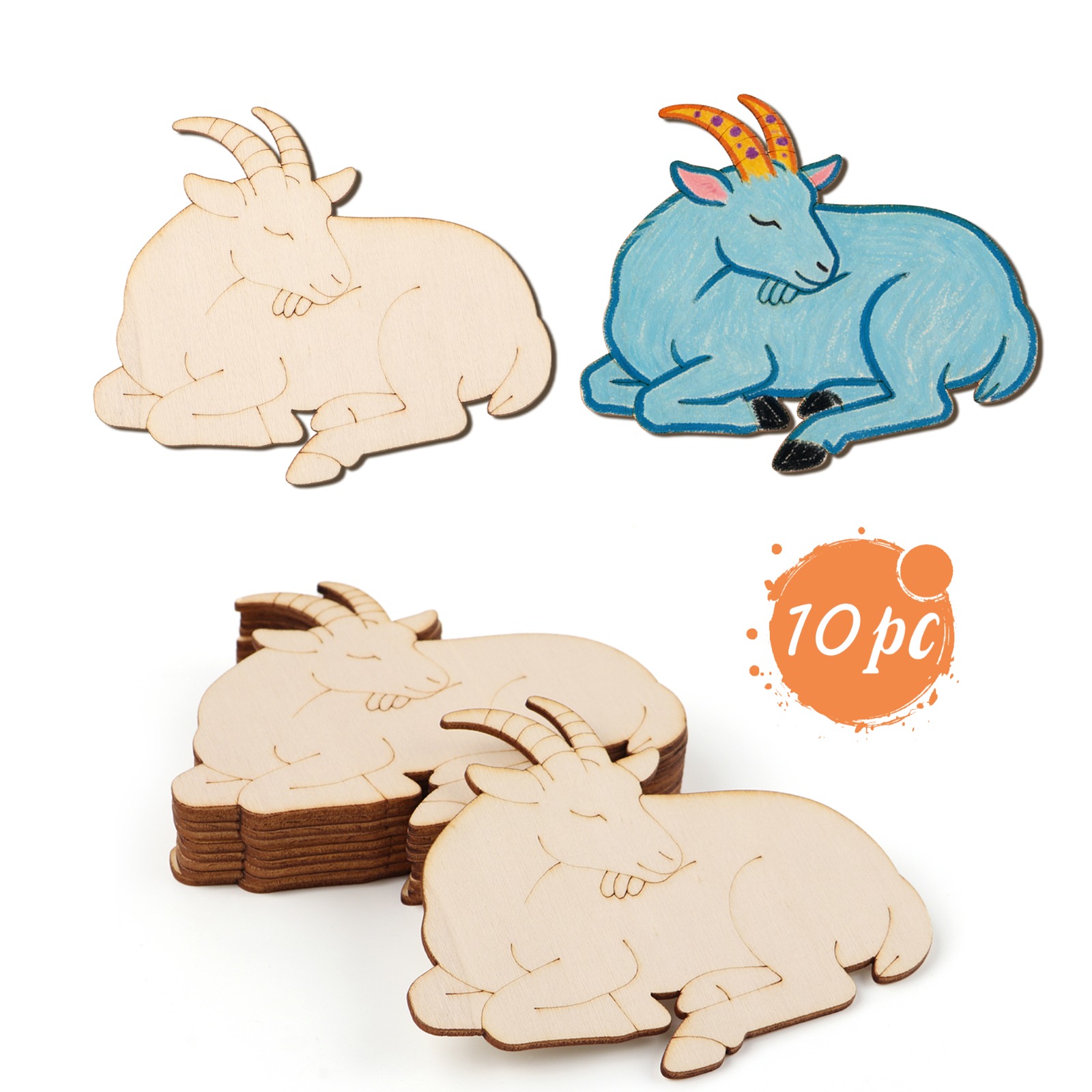 Art Craft & Architecture - 10 stks/set Onvoltooide Houten Schapen Dieren