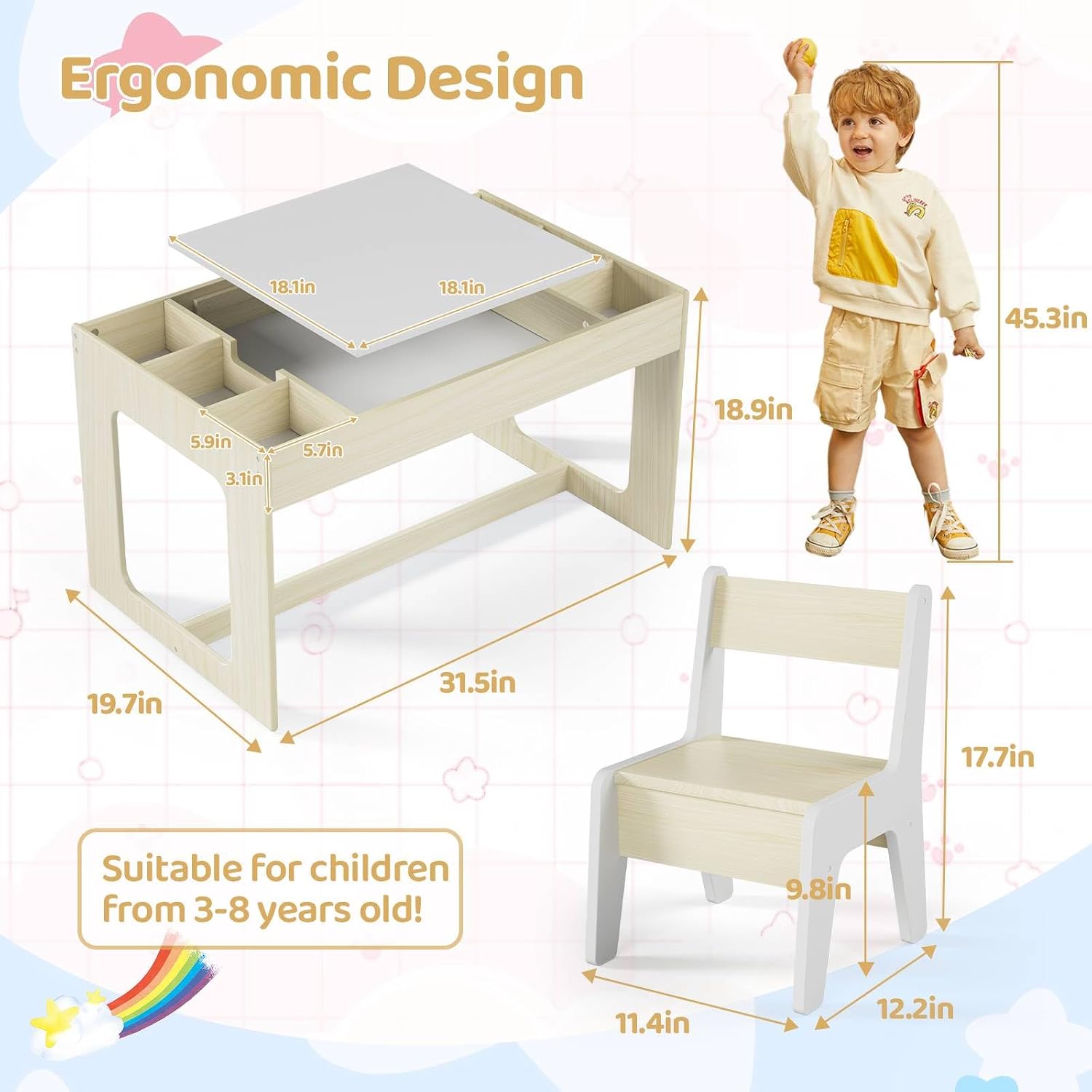 3-in-1 kinderkunsttafel- en st - Art And Craft For Nursery recensie en prijs
