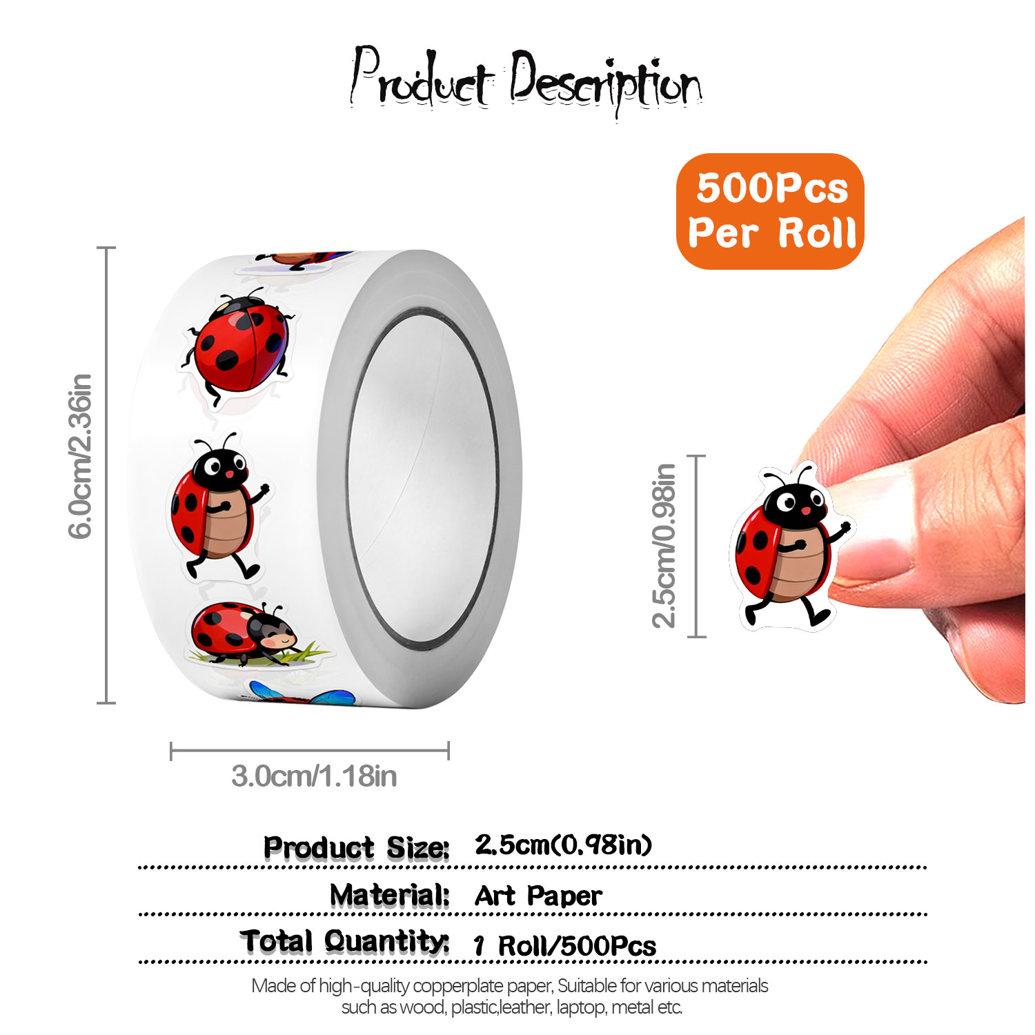 1Roll (500 Stuks) 10 Onregelma - Art Craft Ladybug recensie en prijs