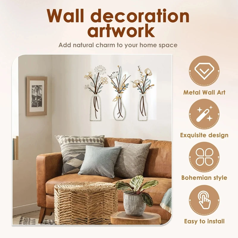 3 stuks metalen bloemen wandde - Art Craft Room recensie en prijs