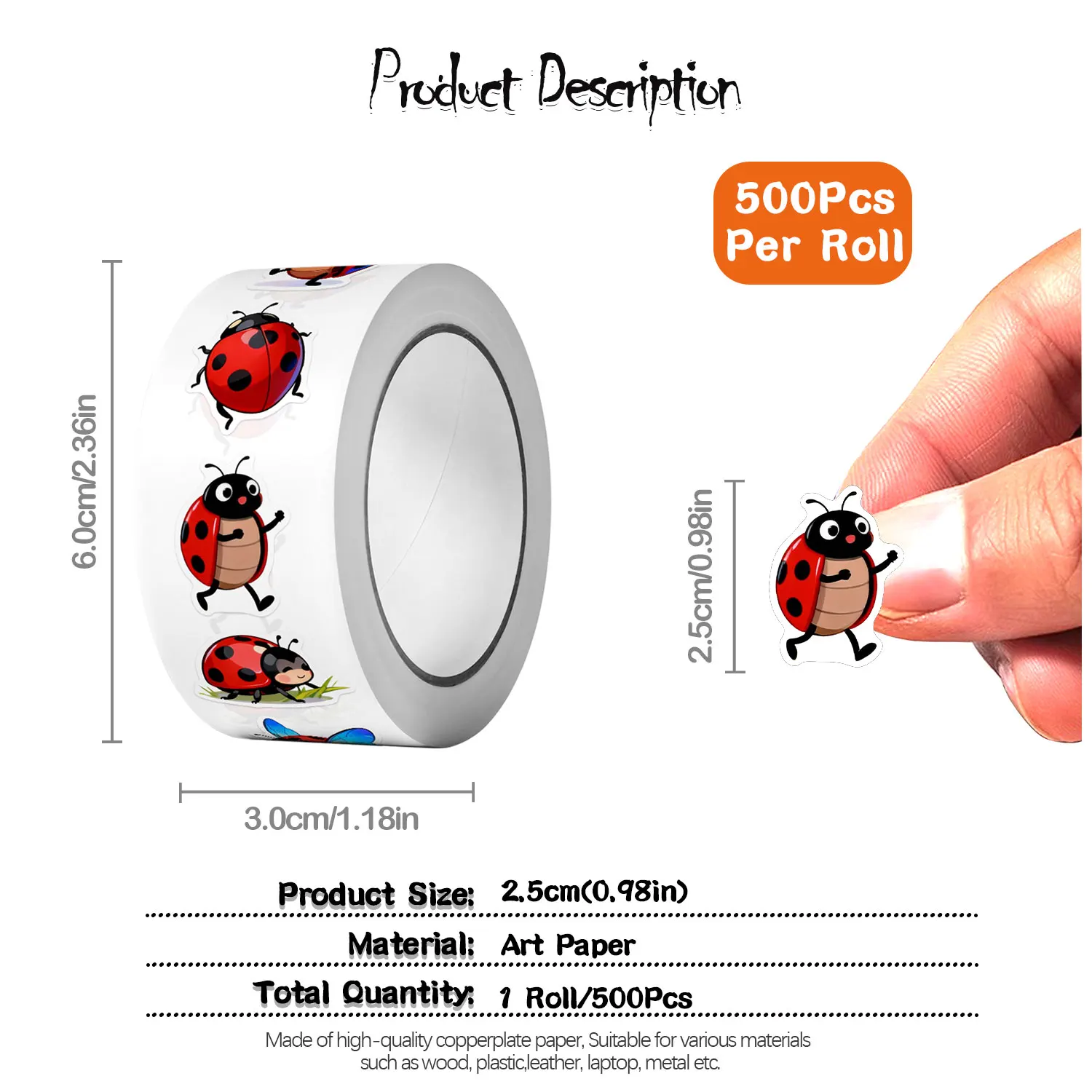 1Roll (500 Stuks) 10 Onregelma - Art Craft Ladybug recensie en prijs